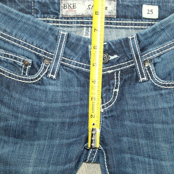 BKE Denim Starlite Cropped Cuffed Heavy Stitching Blue Jeans Size 25 (Act 28x17) - Picture 4 of 7